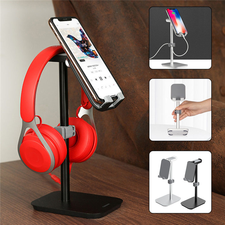 Aluminju Headphone Stand Detentur tat-telefown ċellulari għall-Iskrivanija